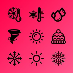 Vector icon set about weather with 9 icons related to protection, concept, liquid, isolated, florida, refrigeration, drip, image, flat and travel