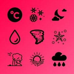 Obraz premium Vector icon set about weather with 9 icons related to magical, crush, shadow, green, morning, star, scenic, effect, magic and cool
