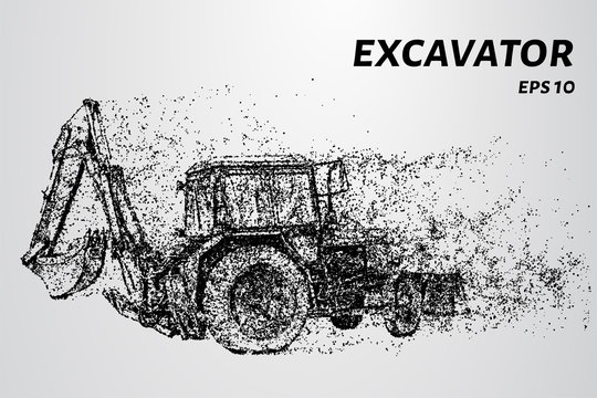 The excavator of the particles. The excavator is combined with a tractor.