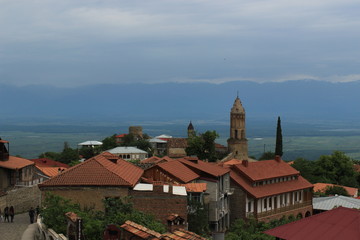 Fototapeta na wymiar panoramic view over the old town of sighnaghi, georgia