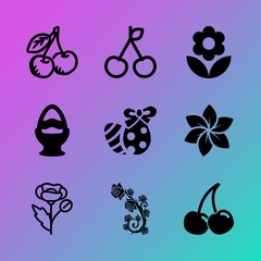 Vector icon set about flowers with 9 icons related to bouquet, light, summer, abstract, decor, group, art, bright, floral and macro