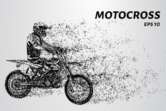 Motocross of particles. From motocross and tears off part of the wind