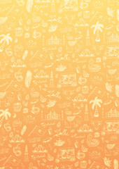 India travel banner. Indian Hand drawn doodles on background. Vector illustration.