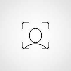 Facial recognition system. Identification face scan. Vector icon