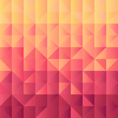 Fototapeta premium Square background grid of triangles with gradient from yellow to vinous color. Trendy design template of banner, cover. Vector illustration
