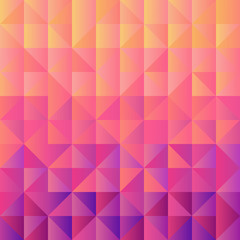 Obraz premium Square background grid of triangles with gradient from yellow to violet. Trendy design template of banner, cover. Vector illustration