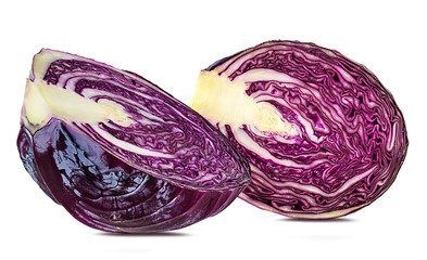 Fototapeta premium Fresh red cabbage isolated on white background with clipping path