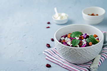 Red Cabbage with Cranberries, Almonds and Goat Cheese stew
