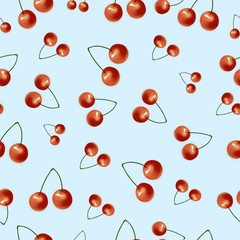 Obraz na płótnie Canvas Seamless pattern,blue background with cherry.