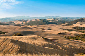 panorama d'un payage sauvage de toscane