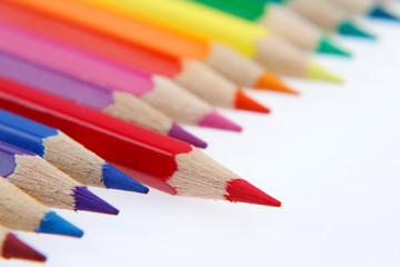 Pencils, one standing out