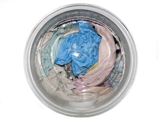 Clothes in washing machine during the  centrifuge