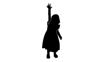 silhouette of a toddler girl is asking while shouting.