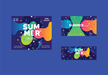 Colorful Abstract Social Media Cover and Post Layout Set