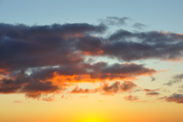 Beautiful sunrise with glowing clouds