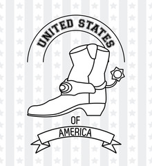USA emblem cowboy boot with ribon banner vector illustration graphic design