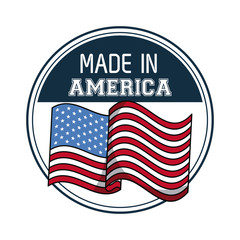 Made in USA round emblem with flag vector illustration graphic design