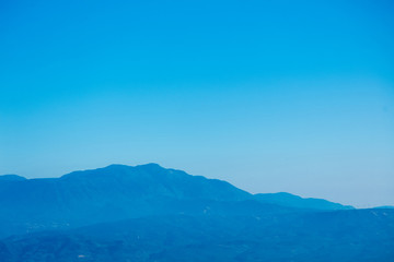 Sunset over south mountains on Crete, Greece. July