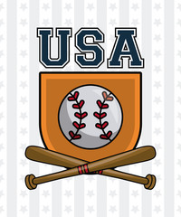 USA baseball sport game ball with bats on badge vector illustration graphic design