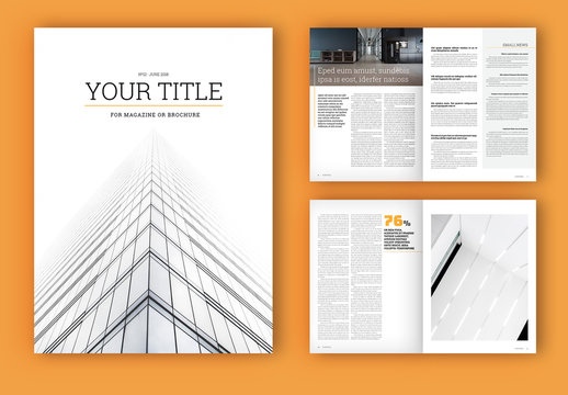 Magazine or Brochure Layout with Orange Accents