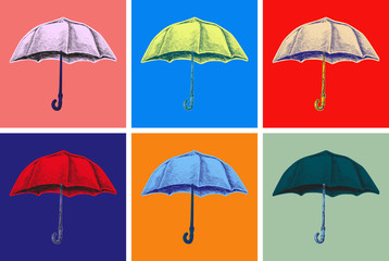 Fototapeta na wymiar Umbrella Hand Drawing Vector Illustration. Pop Art Style. artificial