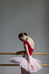 Beautiful ballerina training in the class