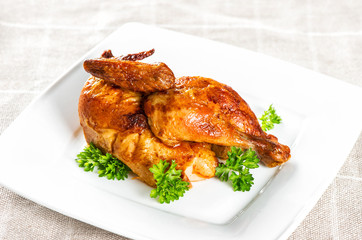 Grilled chicken parsley herb decoration