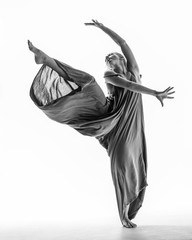 Fototapeta na wymiar Beuatiful female dancer. White background