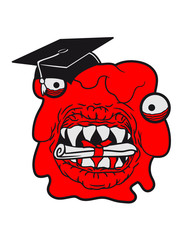 college schulabschluss abitur schule beendet zeugnis erfolgreich abi bazille virus bakterie krank monster schleimig schleim ekelig horror halloween böse frech comic cartoon clipart