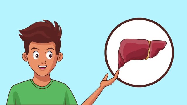 Young man digestive system cartoons High definition colorful scenes animation
