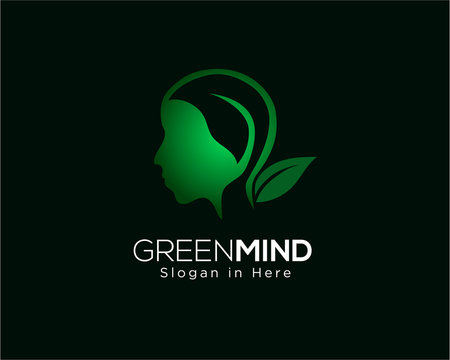 Green mind logo, eco mind logo, mind tree logo, green therapist logo, Green knowledge,