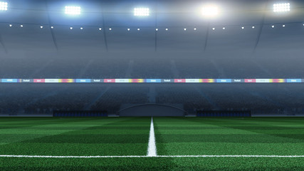 3D render professional soccer stadium background with crowd