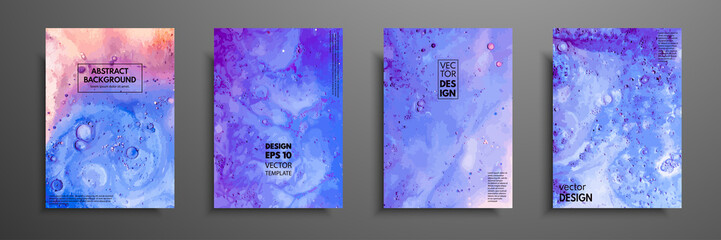 Abstract painting, can be used as a trendy background for wallpapers, posters, cards, invitations, websites. Modern artwork. Marble effect painting. Mixed blue, red and white paints.