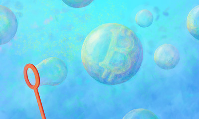 bubbles with bitcoin symbol