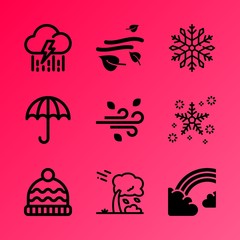 Vector icon set about weather with 9 icons related to moon, snow, illustration, personal, cloud, cartoon, rainbow, ornate, overlay and scenic