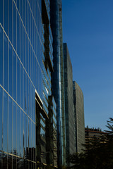 Glass Buildings on a Earthquake land