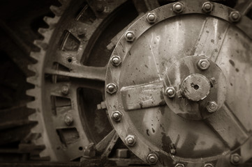 Detail of Old Rusted Gears and Machinery.  A graphic and closeup look at some old dilapidated industrial machinery.  