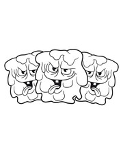 3 freunde team party crew bazille virus bakterie ansteckend krank monster schleimig schleim ekelig horror halloween böse frech comic cartoon clipart