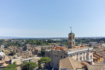 Obraz premium Panoramic view of City of Rome from the roof of Altar of the Fatherland, Italy
