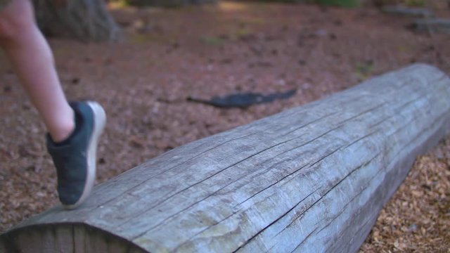 Slow-motion footage of boys running along a log and jumping off.  Shot on a Blackmagic Ursa Mini Pro 4.6k with a Sigma 50-100mm f/1.8.