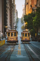 Fototapete San Francisco San Francisco Cable Cars auf der California Street, Kalifornien, USA