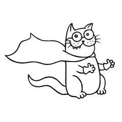 Cute superhero cat shows that everything is ok. Vector Illustration.