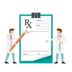 Doctor writing prescription. Rx prescription form. © StockVector