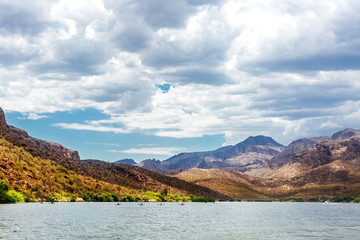 Scenic Canyon Lake in Arizona With Kayakers