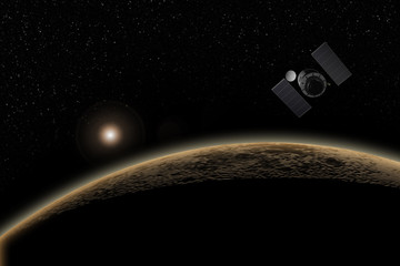 Unknown planet, stars and nebula in outer space.