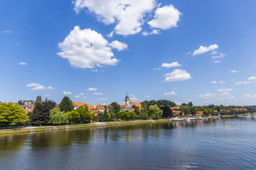 Fototapeta na wymiar Tyn nad Vltavou and Vltava river. Czech republic.