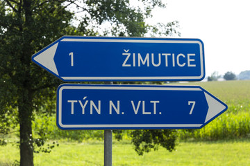 Fototapeta premium Road sigh in Czech countryside