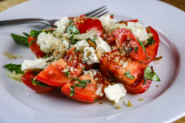 Tomato, Basil, Feta and  Pangrattato Salad 