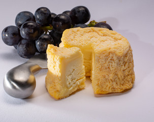 French AOC Langres soft cow crumbly cheese with washed rind structure made in Champagne-Ardenne region
