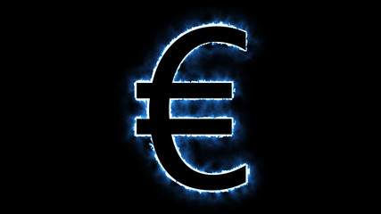 Flaming euro sign background blue